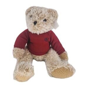 VTG 1997 Belkie Teddy Bear Shaggy Fur Hair Blonde 19" Red Sweater Jointed Plush